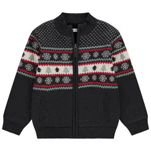 Gilet zippé en tricot jacquard esprit Noël pour garçon