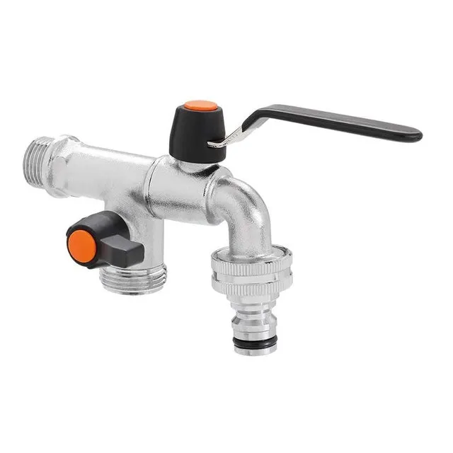 Rubinetto da giardino in ottone cromato 1/2 CLABER 9625 METAL-JET con deviatore 3/4