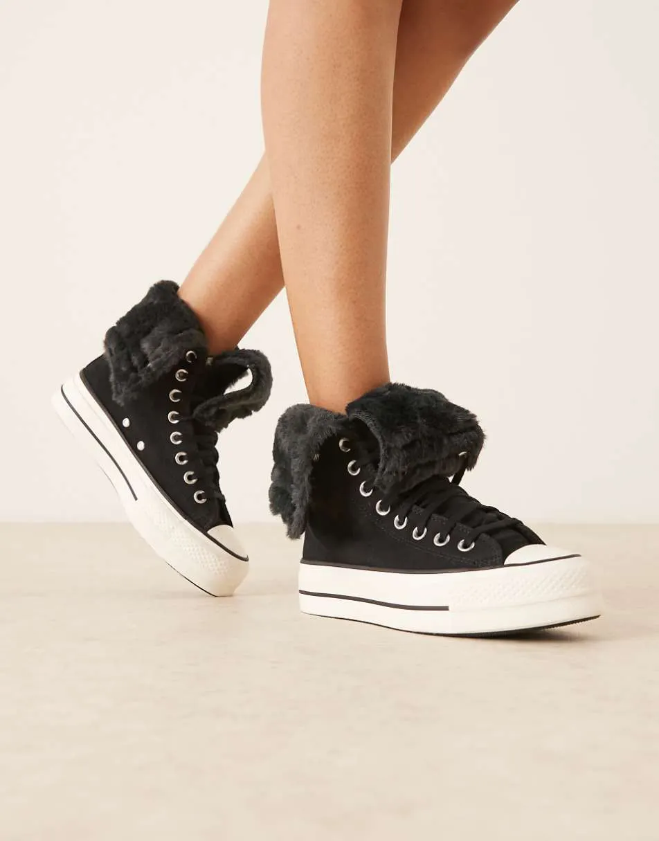 Converse Chuck Taylor All Star Fold Over Lift trainers in black