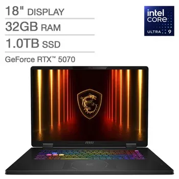 MSI Crosshair 18 HX AI 18" Gaming Laptop - Intel Core Ultra 9 275HX - NVIDIA RTX 5070 - 2560x1600 - 32GB RAM - 1TB SSD - Windows 11 Home