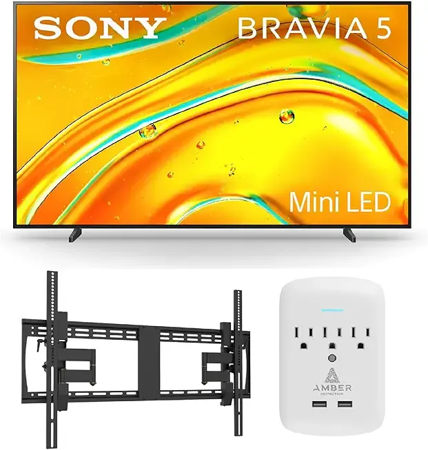 Sony K98XR50 98 Inch Bravia Mini LED 4K HDR Google TV with a Walts XXL-TILT-Extension Tilting Mount and Amber Protection 3-Outlet-Surge Surge Protector (2025)