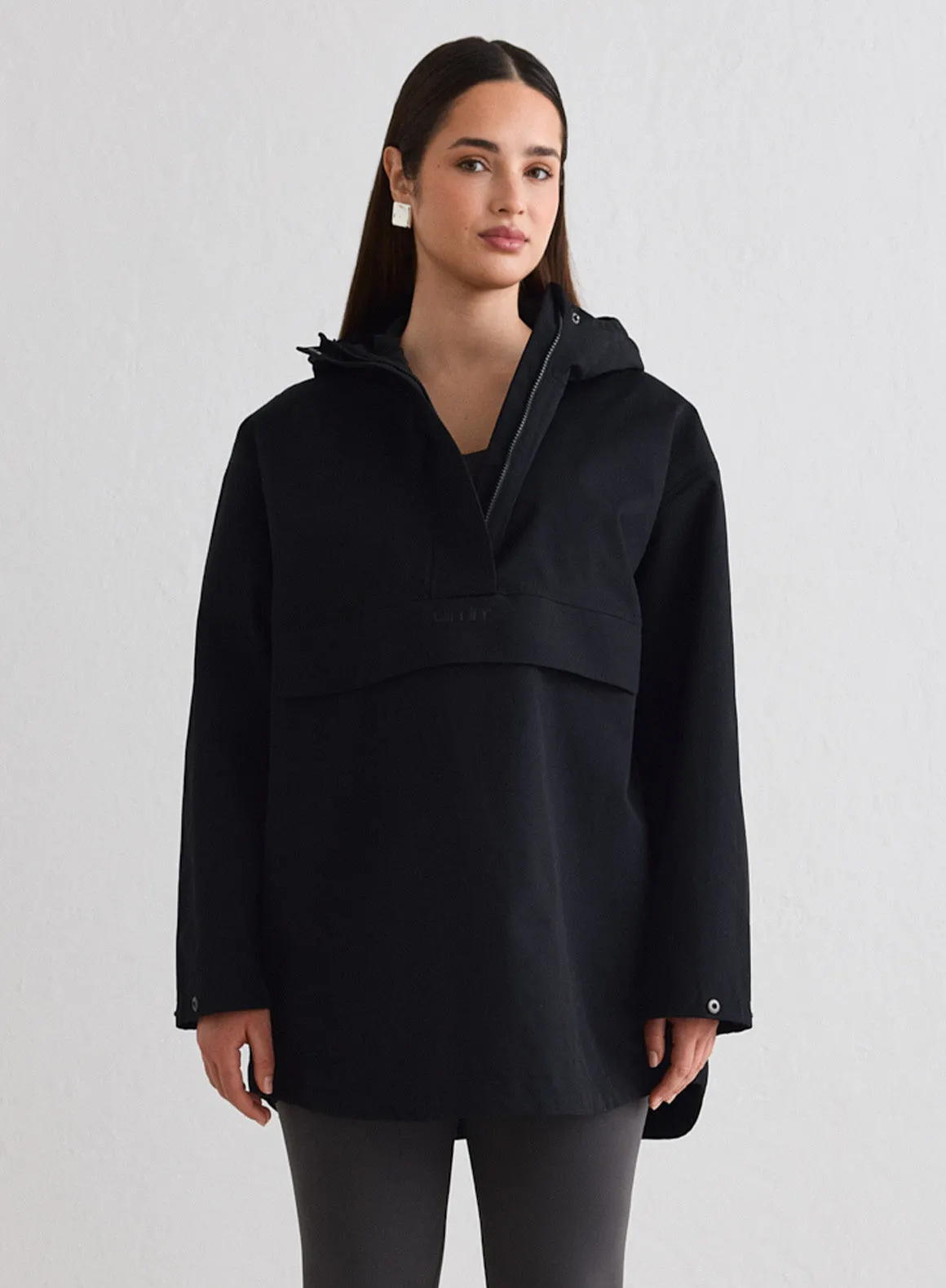 Black Waterproof Oversized Anorak