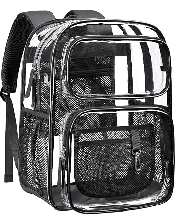 PACKISM Clear Backpack for School - 17 inch Heavy Duty Clear Bookbag | 2 Front Pockets, Reinforced 900D Oxford Base, Padded Straps, 0.5mm Thick PVC, Fit 16"Laptop, Load 22 lbs. Age 12+ Students