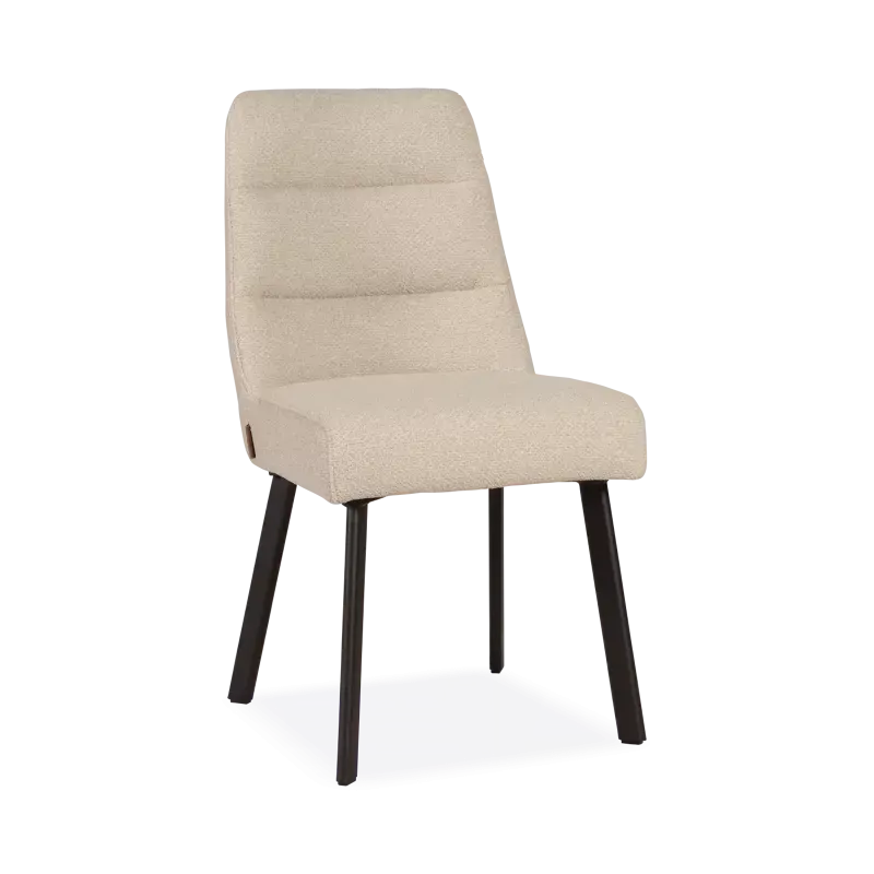 Eetkamerstoel Kendra - stof Rhythm Naturel - pocketvering - poot zwart