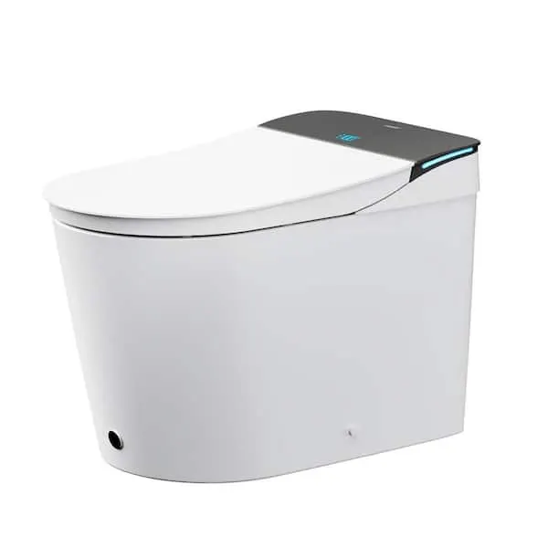 CANEST Elongated Smart Bidet Toilet 1.28 GPF in White with Tank, Auto Open/Close Lid,Foam Shield, Auto Temp Adjust, Foot Sensor