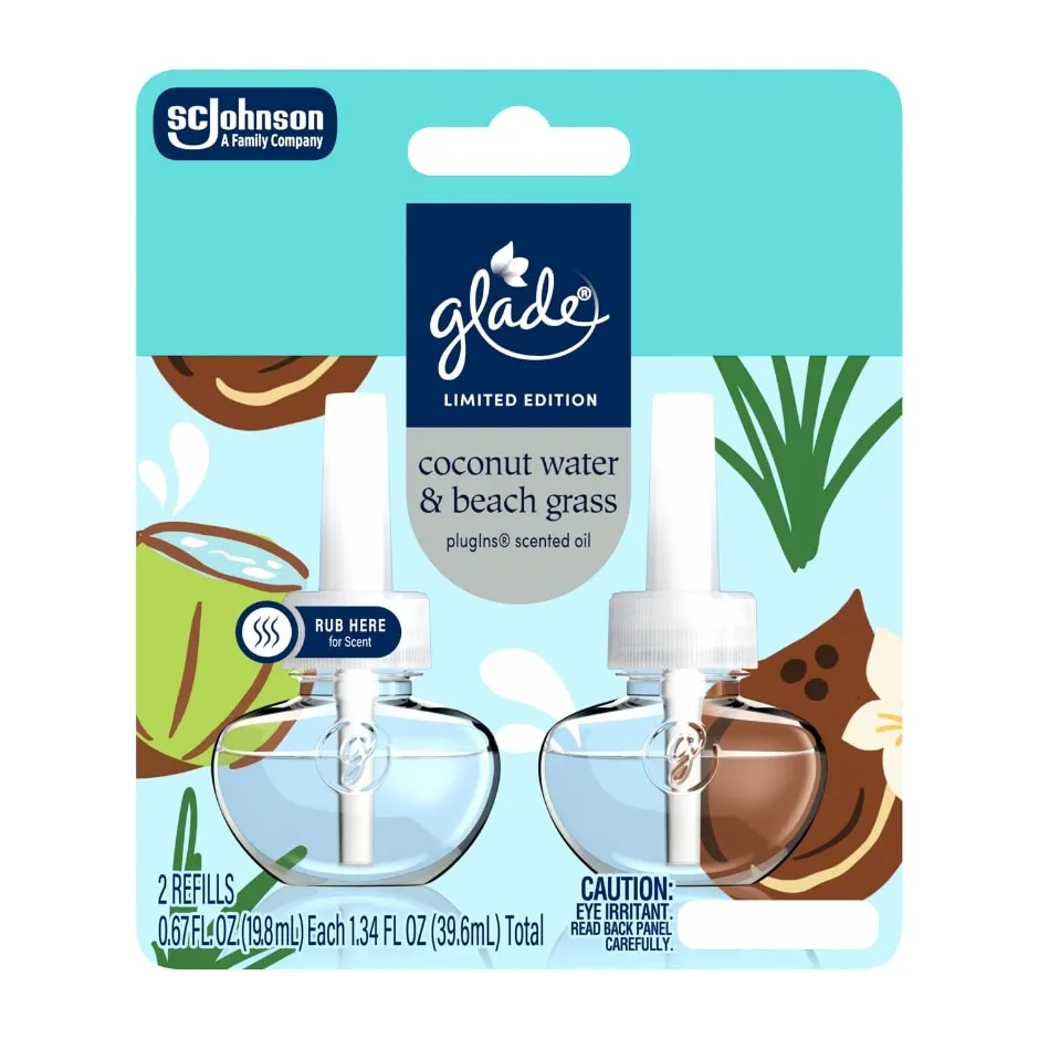 Glade PlugIns Scented Oil Refills - Coconut Water & Beach Grass, 2 ct.