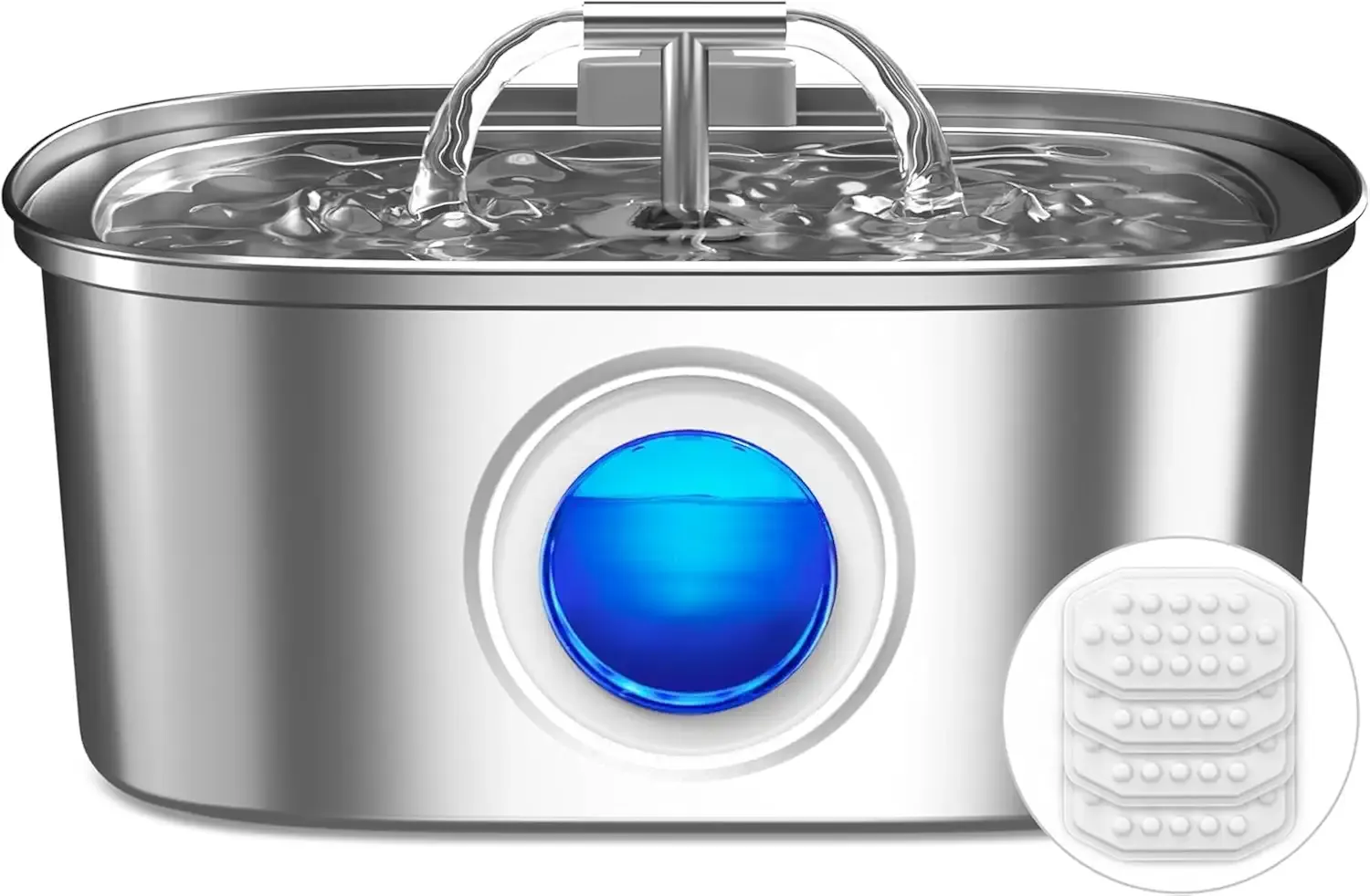 Cat Water Fountain Stainless Steel: 𝟭𝟬𝟴𝗼𝘇/𝟯.𝟮𝗟 Pet Water Fountain, Water Fountain for Cats Inside with 𝗪𝗮𝘁𝗲𝗿 𝗟𝗲𝘃𝗲𝗹 𝗪𝗶𝗻𝗱𝗼𝘄