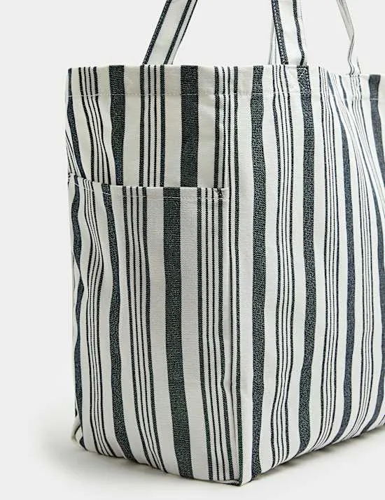 Canvas Striped Shopper
