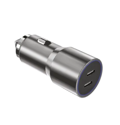 Autonabíječka 2xUSB 60W/2xUSB-C PD 30W stříbrná