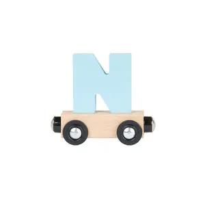 Lettre "N" wagon en bois - bleu
