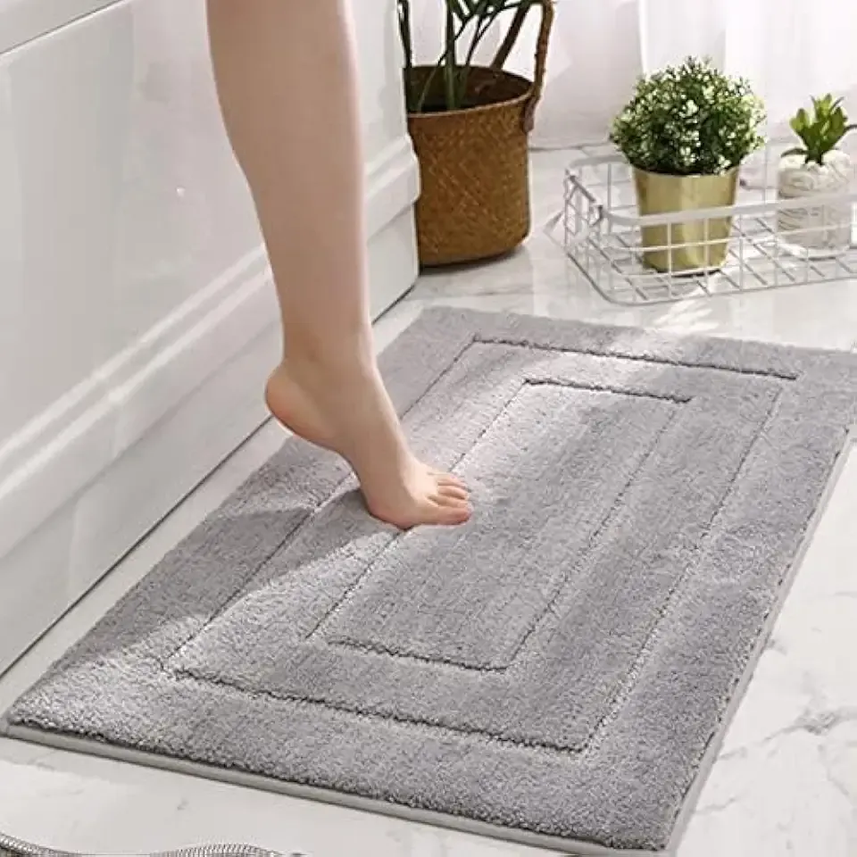 GRANNY SAYS Gray Bathroom Rugs, Bath Mats for Bathroom Non-Slip, Super Soft and Water Absorbent, Microfiber Bath Rugs, Machine Wash Dry, Bath Rugs for Floor, Tub and Shower, 16" x 24"