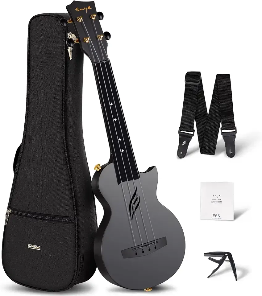 Enya Nova U Mini Soprano Ukulele 21” Carbon Fiber – Lightweight Waterproof Travel Ukulele for Beginners & Adult, Starter Kit Included (Case, Strap, Capo, Strings)