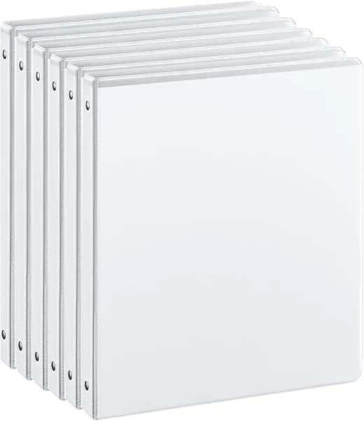 SUIN 0.5'' 3 Ring Binders, 1/2-inch Clear View Binder, 6 Packs for Office | Customizable Cover/Spine Binder, 2 Interior Pockets, PVC Free, Holds 100 Sheets, Letter Size, Office School Home, Bulk Pack SUIN 0.5'' 3 Ring Binders, 1/2-inch Cl…