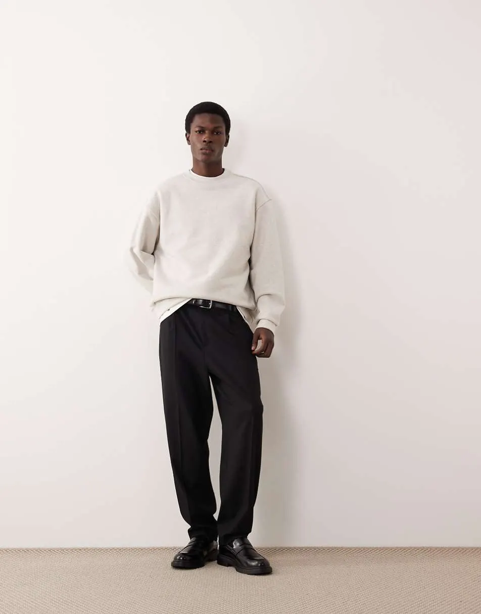 ASOS COLLECTIVE oversized super heavyweight crew in grey marl
