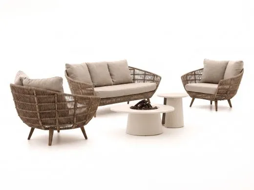 Intenso Stila/Cosidune stoel-bank loungeset met vuurtafel 5-delig