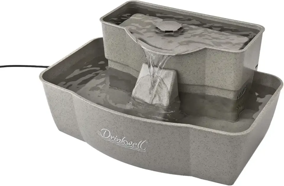 PetSafe Multi-Tier Pet Fountain Large Waterer Great for Cats and Dogs 2 Heights to Drink from Great for Senior Pets 100 Oz Water Capacity Fresh, Filtered Water