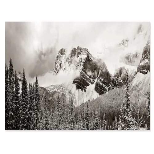 Snow Capped Hills And Bow Lake - Landscape Canvas Art Print - 40X30