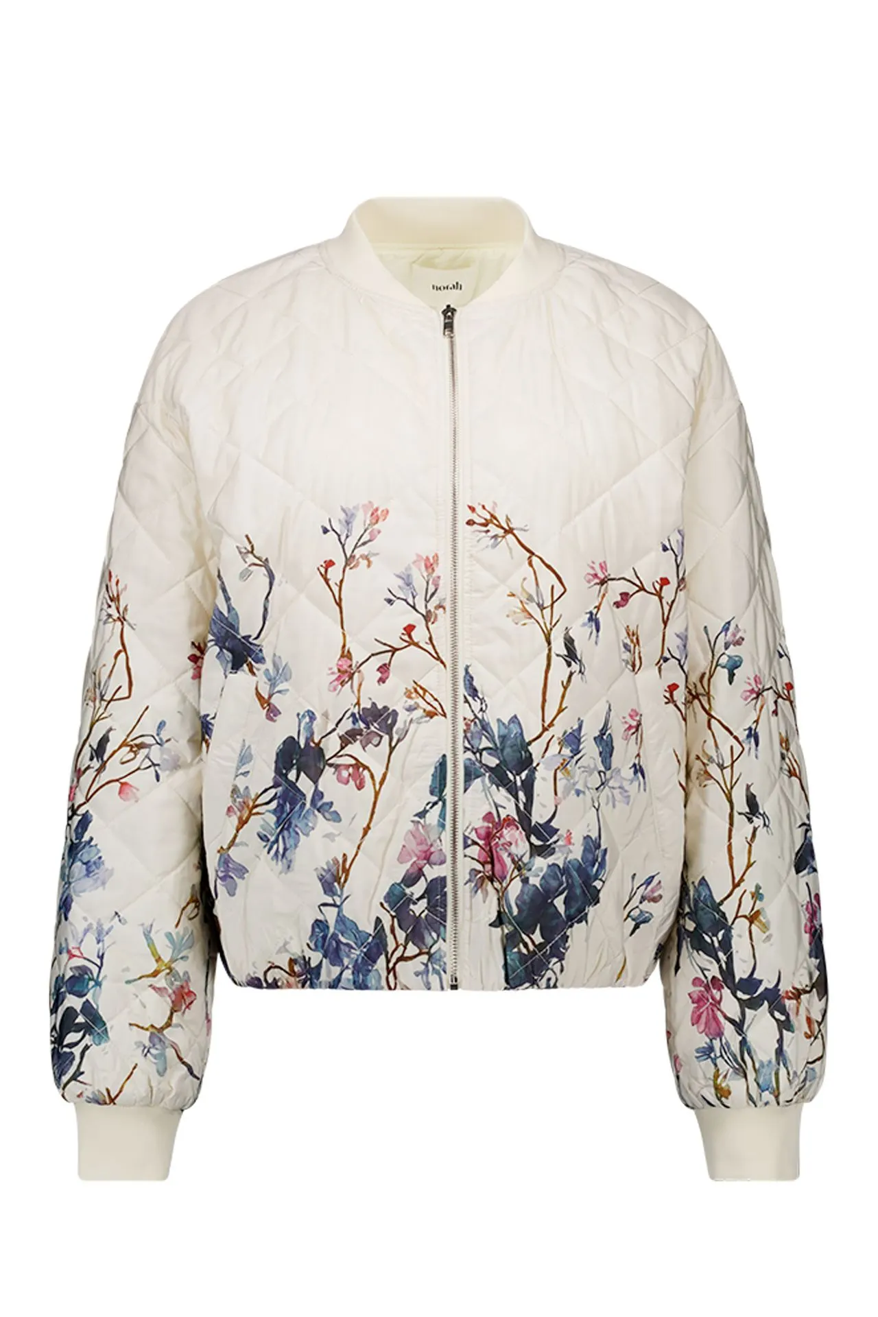 Ecru bomberjas met bloemenprint