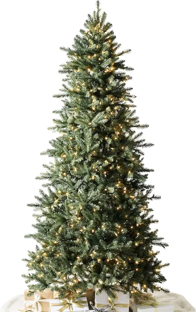 Balsam Hill 6.5ft Pre-Lit Berkshire Mountain Fir - Slim Artificial Christmas Tree with 500 Clear LED Lights, Easy Plug Technology & Premium Stand for Medium Spaces
