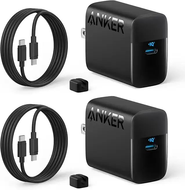 Anker 45W USB C Charger Block, PPS Fast Charger with USB-C Cable for iPhone 17/16 and More Series, iPad, Galaxy S24 Ultra (2-Pack 5 ft Cable Included)