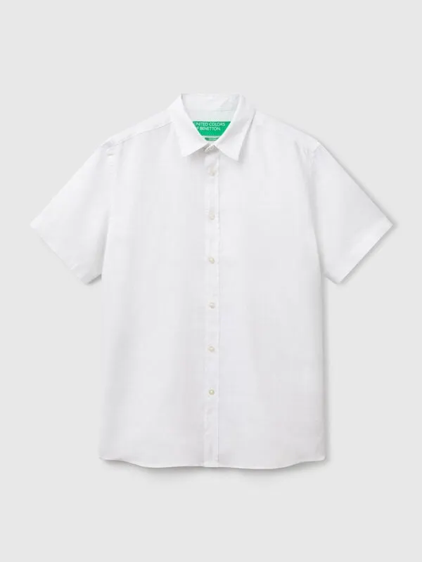 Short sleeve shirt in pure linen