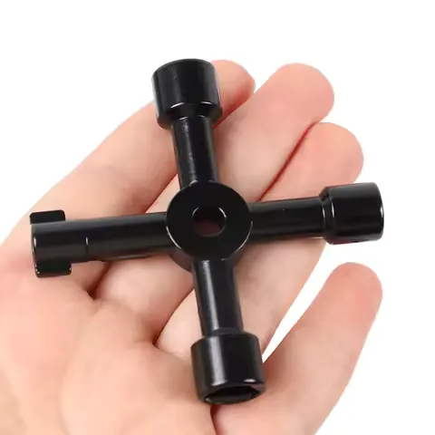 Portable 4-in-1 Hand Screwdriver Black DIY Socket Water Meter Valve Key Wrench Tool Inner Triangle Home Repair