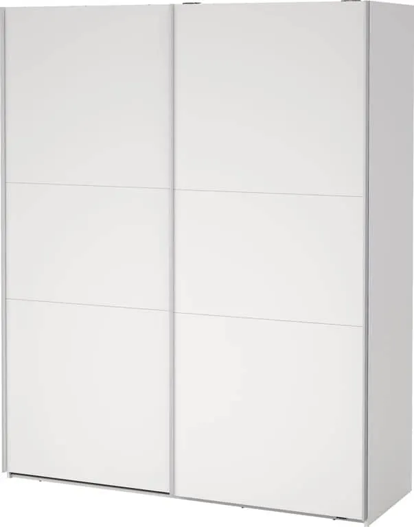 Como skyvedørsgarderobe 180x220cm Hvit, med 2 hvite dører