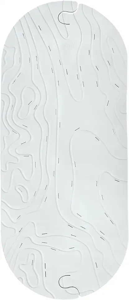 Boon GRIFFLE Textured Non Slip Baby Bath Tub Mat with Hanging Hook and Drain Holes, Gray