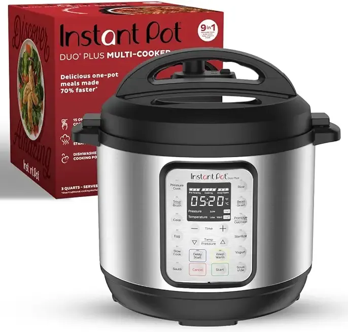 Instant Pot Duo Plus 9-in-1 Multicooker, Pressure Cooker, Slow Cook, Rice Maker, Steamer, Sauté, Yogurt, Warmer & Sterilizer, Includes App With Over 800 Recipes, Stainless Steel, 6 Quarts