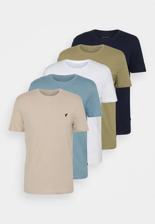5 PACK - T-shirts - beige/white/light blue
