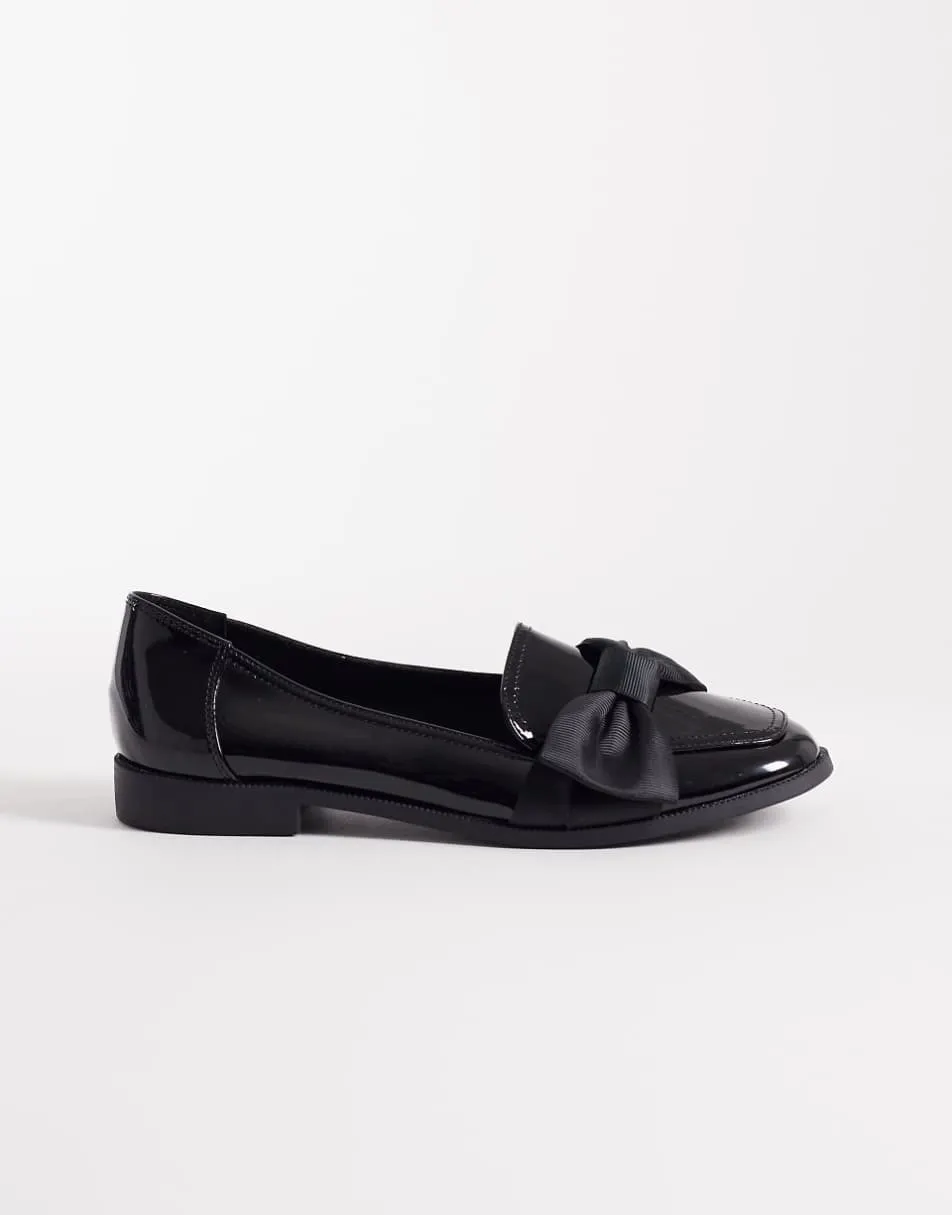 ASOS DESIGN Memphis bow detail flat shoes in black