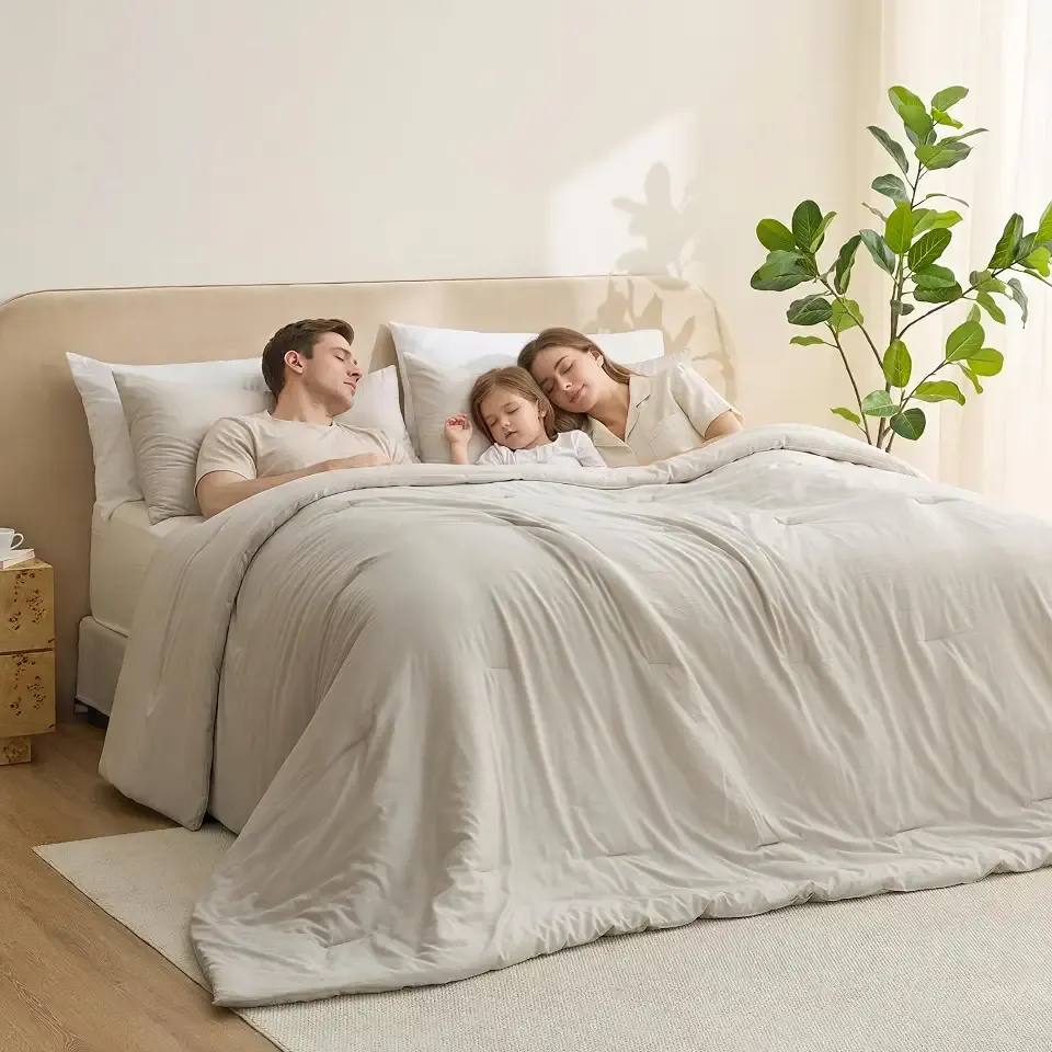 Bedsure Oversized King Comforter Prewashed Bedding Set 3Pcs Beige 120"x98" | GentleSoft, Built to last, all season, bedding, comforter set, warm yet lightweight, gift choice, OEKO-TEX