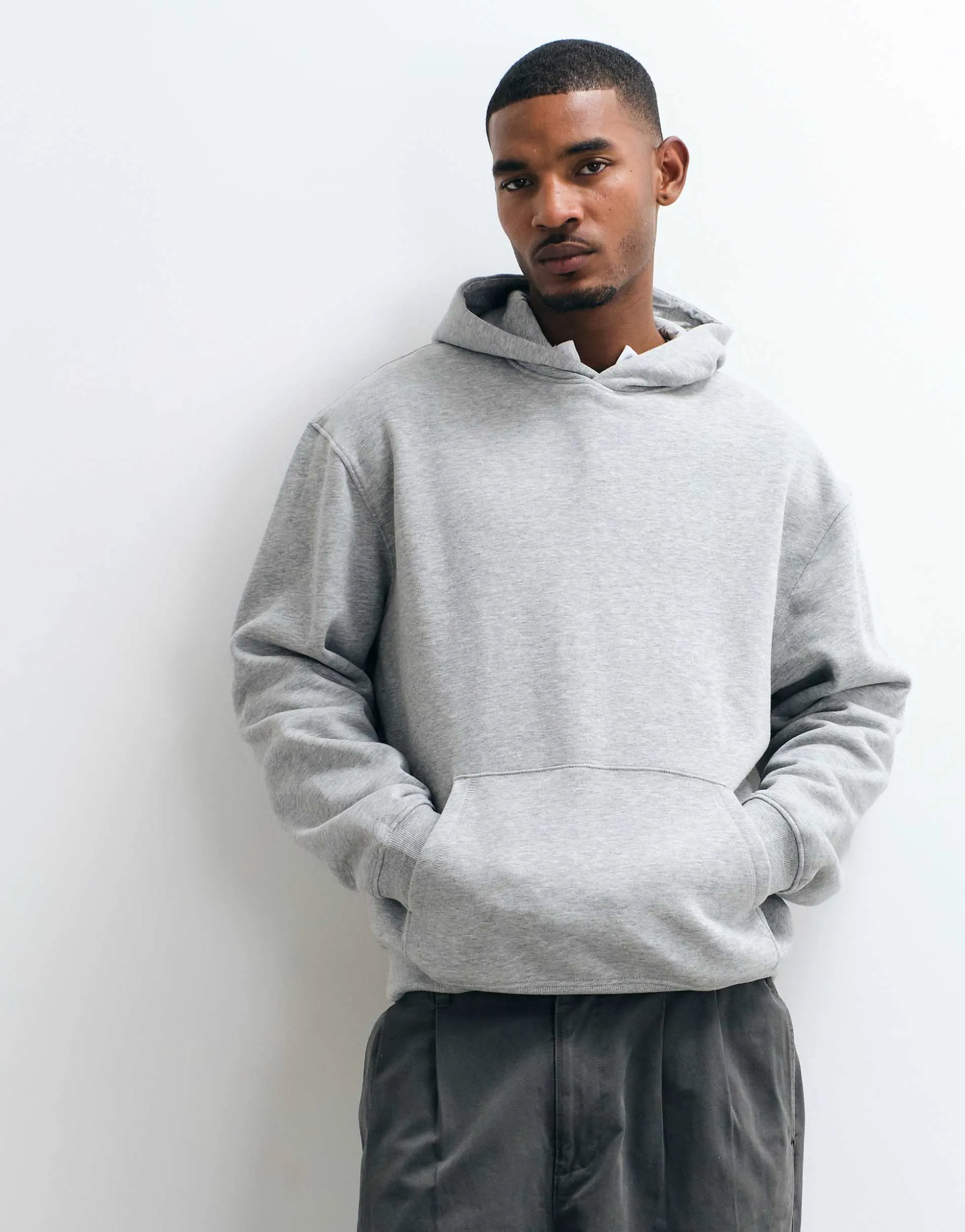 ASOS DESIGN essentials relaxed hoodie in grey marl