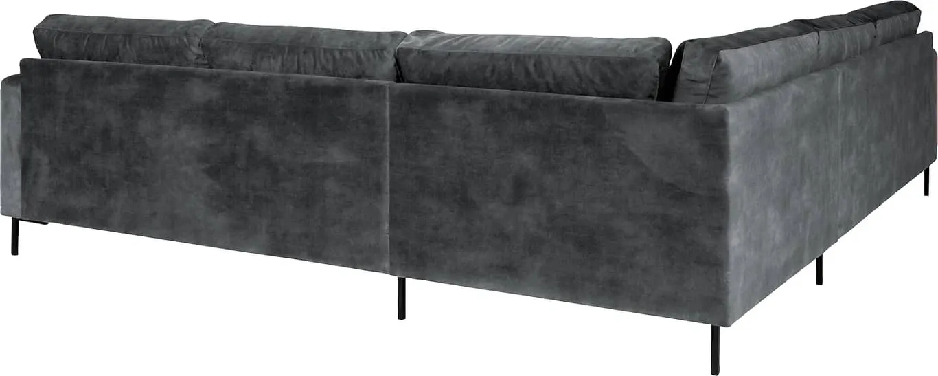 Sone dyp hjørnesofa Modulsofa. 2,5 seter + stort hjørne + 2,5 seter i stoff Adore, armlene W4, med duntopp.