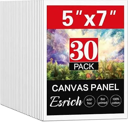 ESRICH 5x7IN Small Canvases for Painting, 30 Pack Mini Ca…