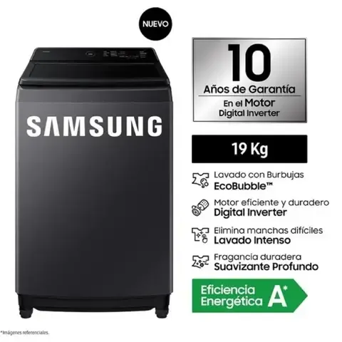 Lavadora Samsung EcoBubble 19Kg Gris Grafito - WA40F19E7CPE