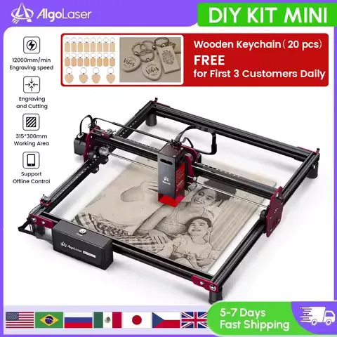 Algolaser DIY KIT Mini 10W/5W Laser Master Engraver Cutter Portable Logo Printer Woodworking Tool CNC Machine Offline Control