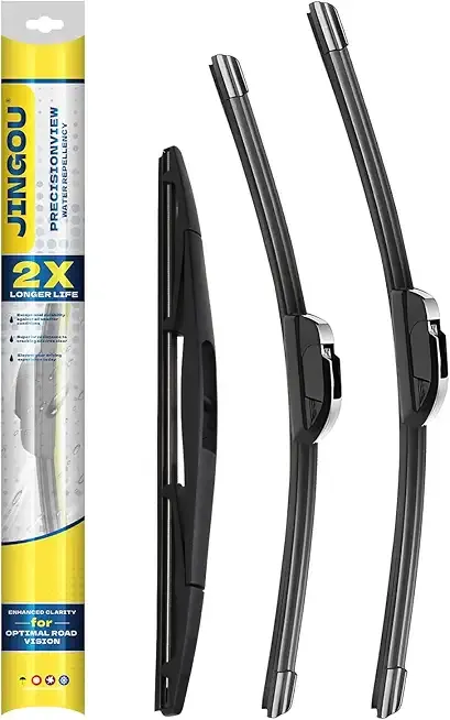 28"/14"/14"Pure Natural Rubber Wiper Blade Runs Smoothly and Quietly Providing a Good View,Compatible with 2009-2020 Honda Fit Back Windshield Wipers(Pack of 3)