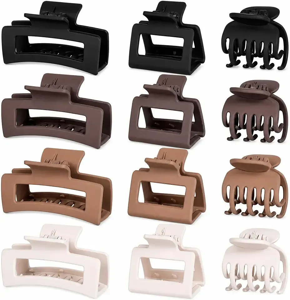 12 Pcs Hair Claw Clips for Women & Girls 3 Styles Hair Accessories