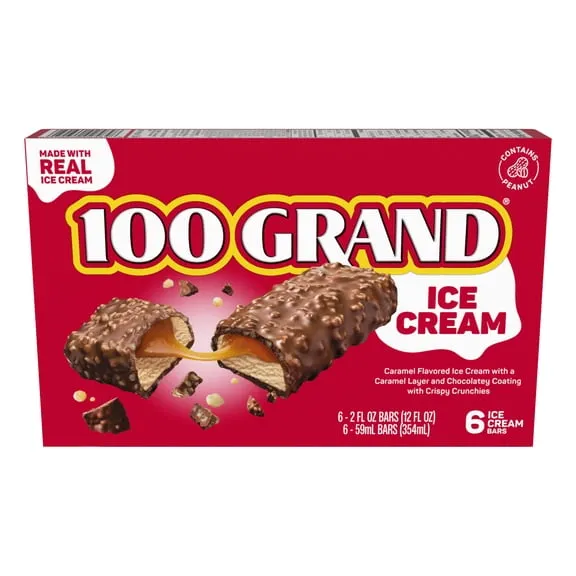 100 Grand Ice Cream Bars with Caramel, Crispy Crunchies & Chocolatey Coating, 6 pack, Frozen Dessert $4.44 37.0 ¢/fl oz