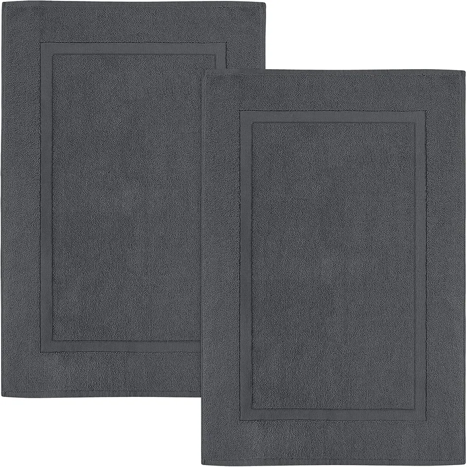 Utopia Towels Cotton Banded Rug, Bath Mats, Not a Bathroom Rug, 21 by 34 Inches, 100% Ring Spun Cotton, Highly Absorbent Shower Bathroom Floor Mat, Gray, 2 Pack