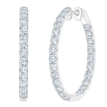 Round Brilliant 2.00 ctw VS2 Clarity, G Color Diamond 14kt Gold Hoop Earrings