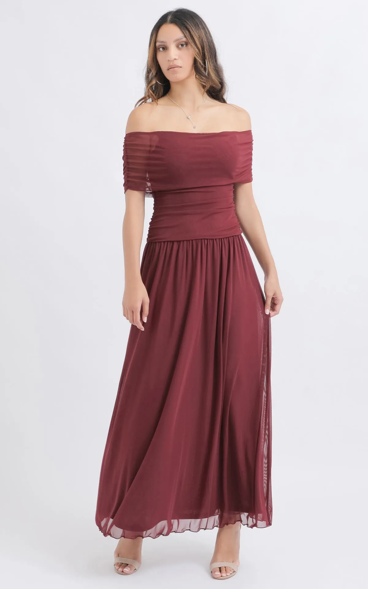 Mesh Off Shoulder Gown