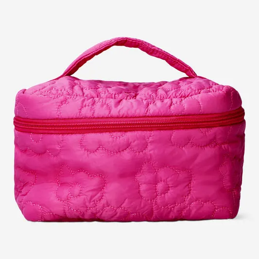 Pink quilted cosmetic bag