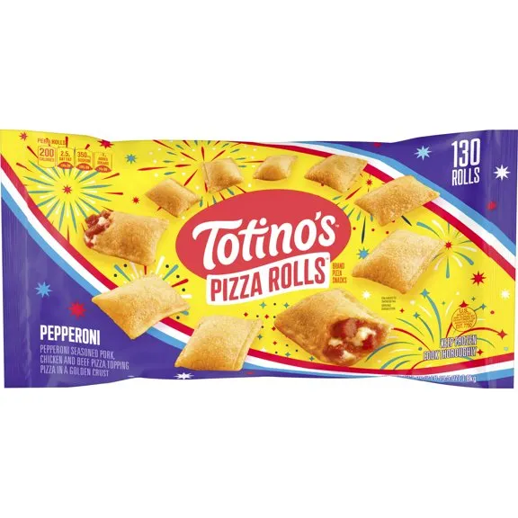 Rollback Totino's Pepperoni Pizza Rolls Snacks, 130 Rolls (Frozen) $10.67 Was $11.87 16.8 ¢/oz