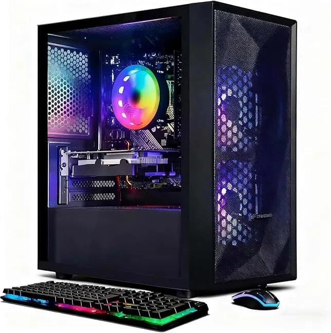 STGAubron Prebuilt Gaming PC Desktop, Radeon RX 550 4G, Intel Core i5 up to 3.6GHz, 16G RAM, 512G SSD, WiFi 6, BT 5.0, RGB Fan x2, Windows 11 Home
