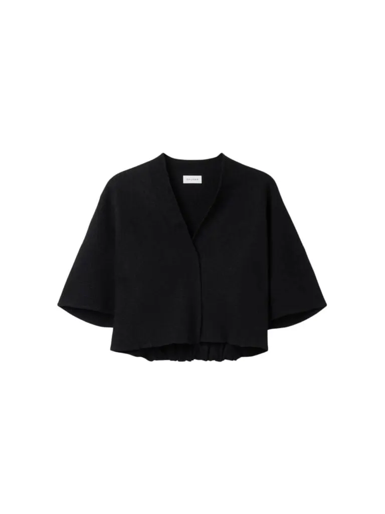 Short Wool Cardigan - Sort