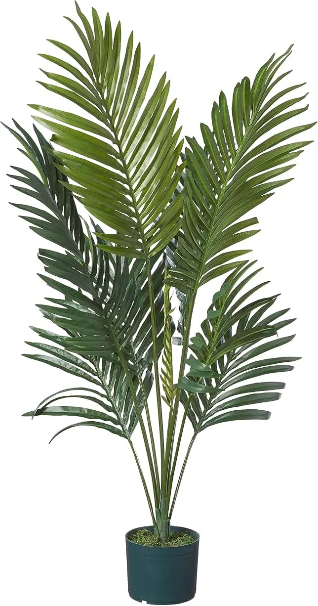 Nearly Natural 4 ft Artificial Kentia Palm Tree with Nursery Pot | 9 Full Fronds of Breezy Palm Leaves, Non-Decorative Nursery Pot, Maintenanc…