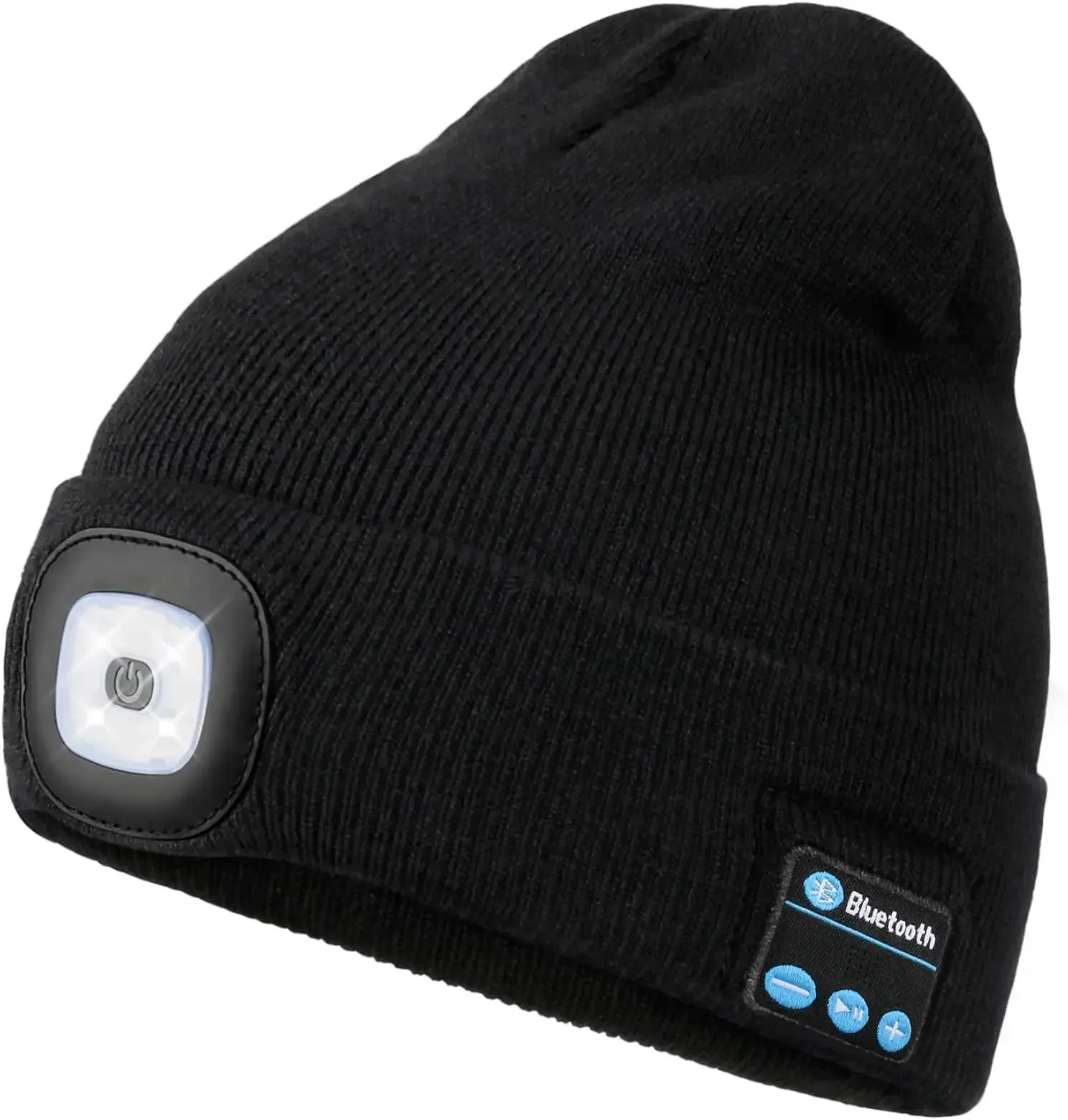 Wmcaps Bluetooth Beanie with LED Light and Headphones, Christmas Tech Gifts | Bluetooth Hat with Light Cordless Headphones, USB Rechargeable, Hands-Free Headlamp For Dog Walking, Running, Outdoor Work