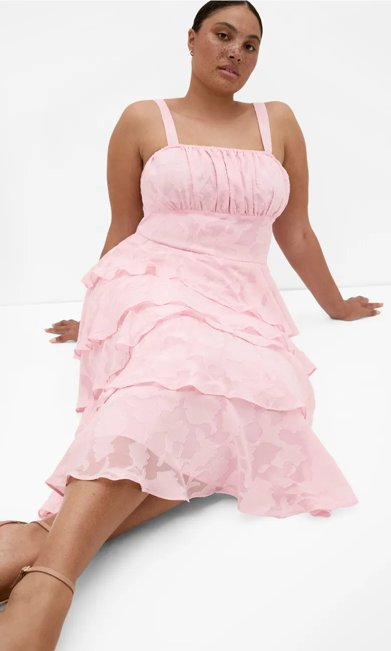 Daniela Ruffle Tier Dress - soft pink
